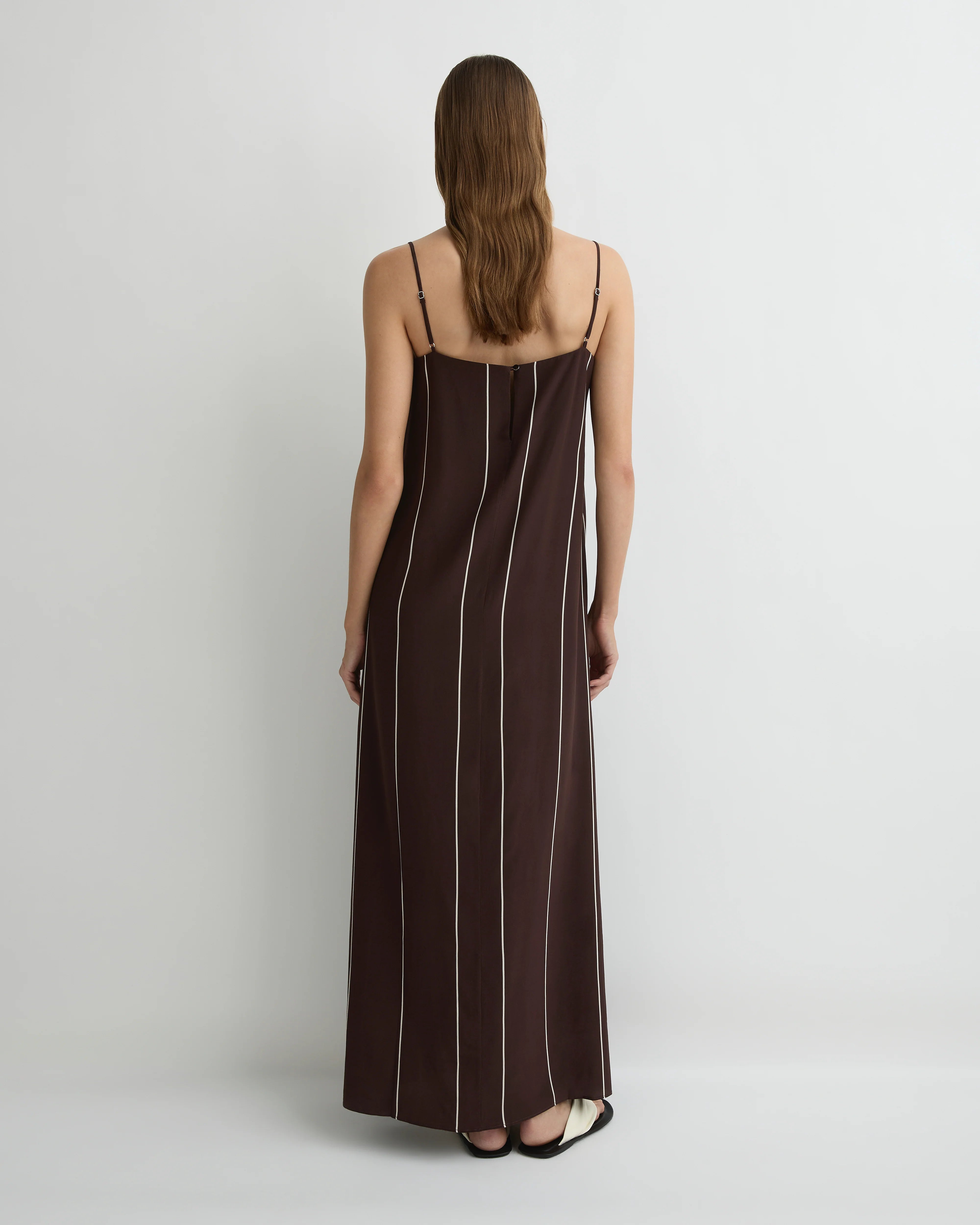 Orta Silk Slip Dress - Mocha Stripe